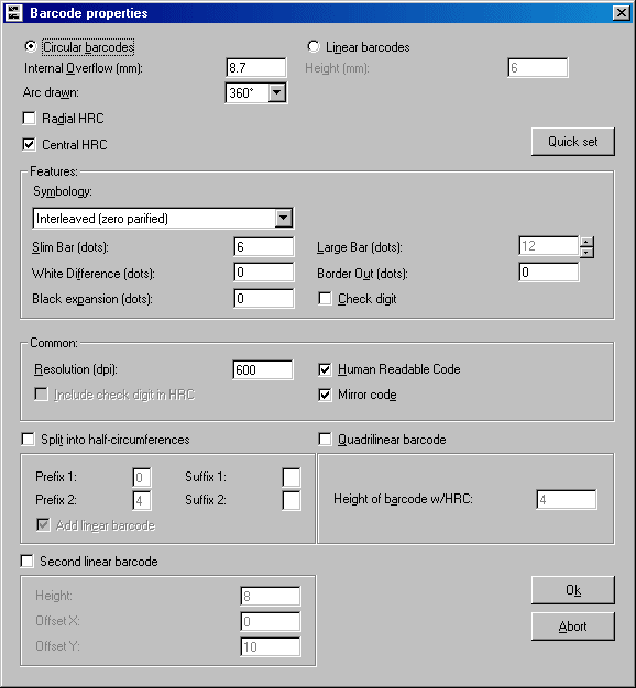 [Barcode configuration]